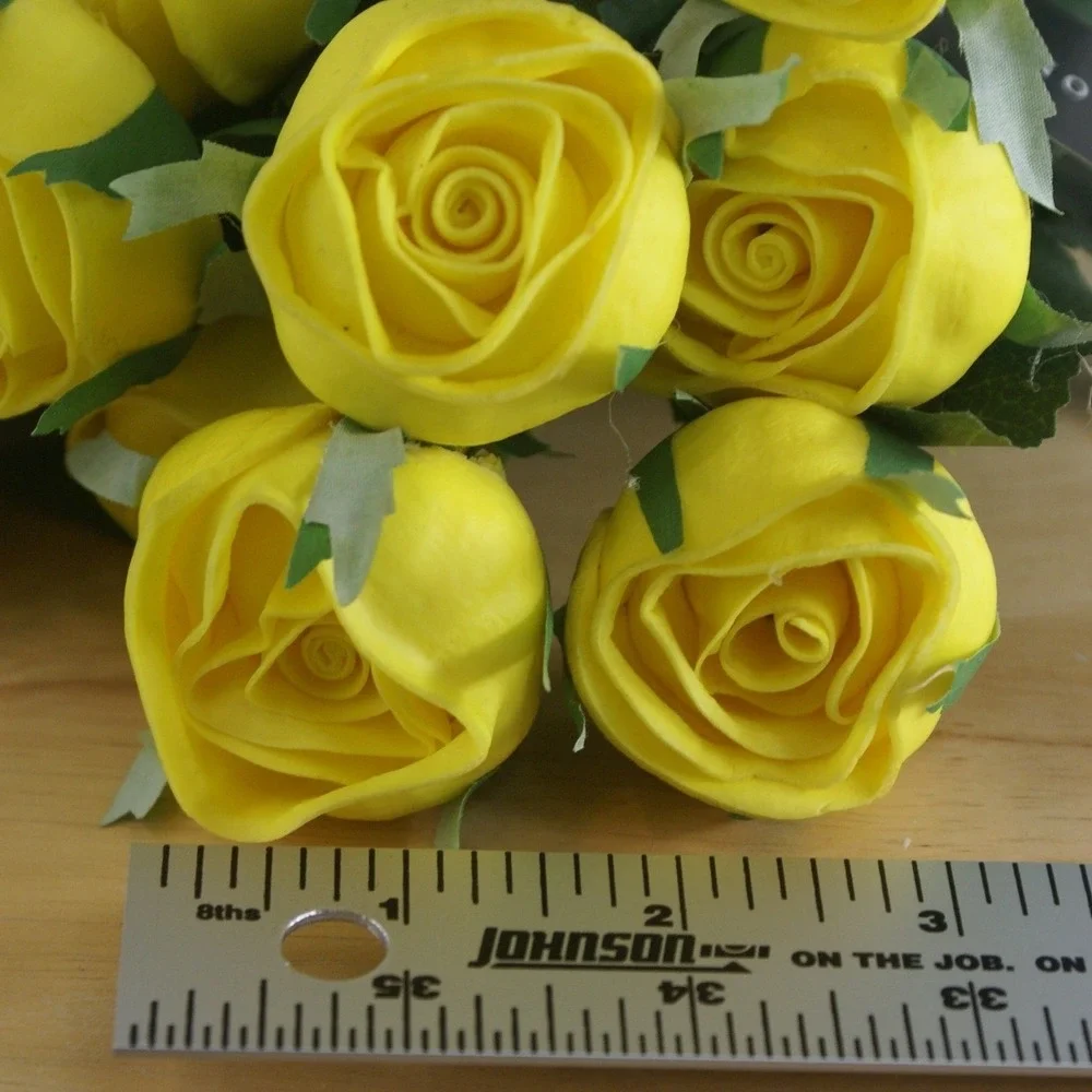 Magnolia Home Yellow Cabbage Rose Stems Faux Floral‎ Decor 12 Inch Set of 12